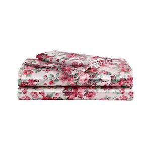 lot 8504 image: Betsey Johnson Printed Sheet Set, Vintage Floral Pink King Size - Retail $115