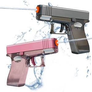 lot 8507 image: 2 Pack Water Guns Water Blaster Squirt Guns Water Soaker Gun for Summer Long Range Shooting Games Outdoor Toys Water Blaster Pistol for Boys Girl Kids Adults Pink and Gray - Retail $9