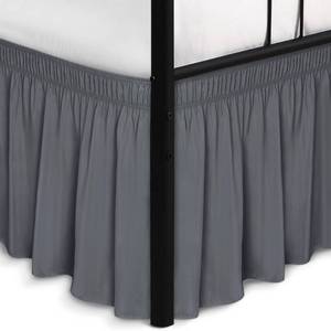 lot 8520 image: Biscaynebay Wrap Around Bed Skirts with Split Corners for Full Beds 18 Drop, Dark Grey Adjustable Elastic Dust Ruffles Easy Fit Wrinkle Resistant Silky Luxurious Fabric Machine Washable - Retail $24