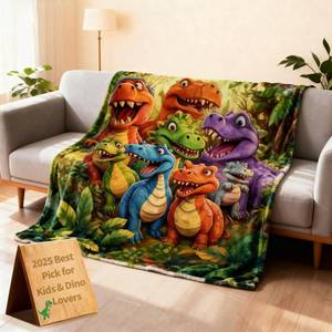 lot 8525 image: Dinosaur Blanket for Boys Girls 3D Dinosaur Throw Dino Blanket for Toddler Boys Kids Cute Smiling Dinosaurs HD Digital Print Flannel Ultra Soft Lightweight All Season (30x40) - Retail $20