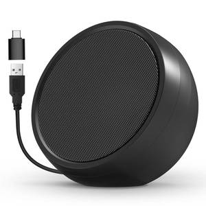 lot 8526 image: ABRRU USB Computer Speaker for Laptop, External Speakers for Desktop Computer with Crystal Clear Sound, Rich Bass and Volume Buttons, Plug-N-Play (Black) - Retail $10