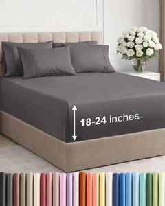 lot 8533 image: Extra Deep King Sheet Set - 6 Piece Breathable and Cooling Sheets - Hotel Luxury Bedding for Women, Men, Kids & Teens - Easy & Secure Fit - Soft, Wrinkle Free and Comfy w Extra Deep Pockets - Grey - Retail $50