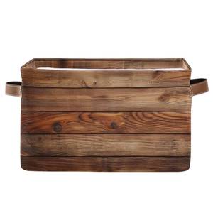 lot 8541 image: Bzocm Wood Print (Not Real Wood) Rectangular Retro Vintage Storage Basket Organizer Bin Shelf Baskets For Clothes Gifts For Home Office Dorm - Retail $19
