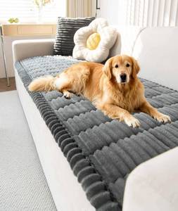 lot 8551 image: OTOB Couch Cover for Dogs Washable, Non Slip Funny Pet Couch Covers Sofa Slipcovers Cushion Mat, Plush Soft Cozy Pet Friendly Furniture Protector, All Seasons (Dark Gray, 23.6 x 47.2) - Retail $17