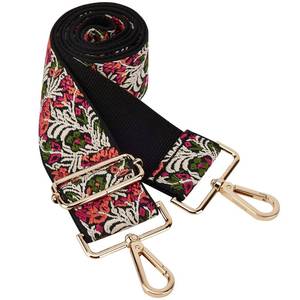 lot 8561 image: BAKKO Purse Strap Replacement 2 Wide Shoulder Strap for Crossbody Bags Handbags Messenger Duffel Bags Gold Metal Hardware Adjustable Length from 31 to 57 - Pastoral Flower - Retail $7