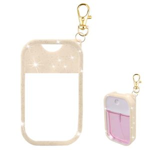 lot 8565 image: VANEST Silicone Case Compatible with Touchland Hand Sanitizer Spray, Protective Case with Keychain for Spray 1 fl oz (Glitter Sequin Blush Beige)