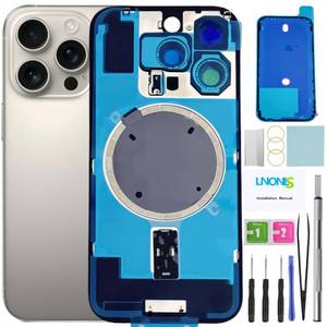 lot 8572 image: LNONLS 16 Pro Back Glass Replacement for iPhone 16 Pro Rear Back Cover Glass Waterproof and Camera LensProfessional Repair Tool Kit (Natural Titanium) - Retail $26