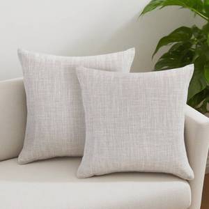 lot 8575 image: 2 Pack Decorative Linen Pillow Covers 15x15 Inch, Farmhouse Neutral Throw Pillow Covers, Modern Square Pillowcase with Zipper, for Couch Sofa Bedroom Living Room Home Decor, Beige(Only Cover) - Retail $10