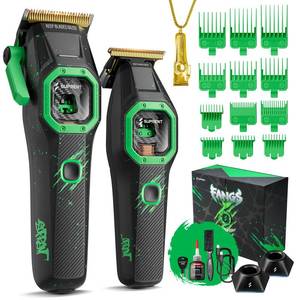 lot 8580 image: SUPRENT FANGS Professional Barber Clippers - High-Performance 13,000 RPM Vector Motor Hair Clipper Barber Trimmer Set, Professional Haircutting Kit with AI Speed Control, Patented U-Teeth Blade(black) - Retail $180