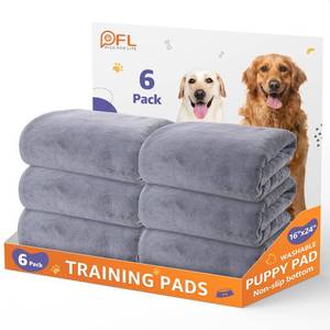 lot 8591 image: Washable Pee Pads for Dogs 6 Pack, 16x24 Reusable Whelping Pads, Absorb Dog Mats Non-Slip Puppy Training Pads for Whelping, Potty, Training, Playpen, Crate - Retail $61