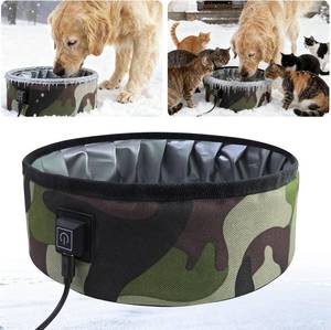 lot 8592 image: 3L Heated Water Bowl for Pets -USB Powered, Foldable, Waterproof for Dogs, Cats, Squirrels, Rabbits, Chickens, and Bird - 3L Capacity Winter Outdoor Use Keeps Water from Freezing in Snowy Weather - Retail $13