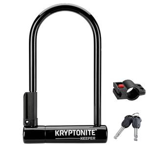 lot 8599 image: Kryptonite Keeper Standard Anti-Theft U-Lock, Heavy Duty, 12mm Shackle, Black, Combination Lock, Lifetime BROKEN SEE PHOTO - Retail $47