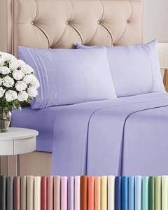 lot 8602 image: Full Size 4 Piece Sheet Set - Comfy Breathable & Cooling Bed Sheets Set - Hotel Luxury Bedding for Women, Men, Kids, Teens, Boys & Girls - Deep Pockets, Ultra-Soft, Wrinkle Free - Oeko-Tex - Lavender - Retail $31