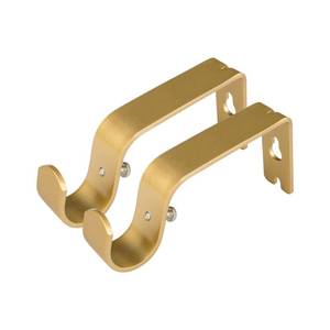 lot 8607 image: KAMANINA Wall Brackets for 78 or 34 Curtain rods, Drapery Rod Brackets, Set of 2, Warm Gold - Retail $9