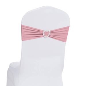 lot 8620 image: Howhic Pack of 60 Spandex Chair Sashes Bows ��Stretch Chair Cover Band with Buckle Slider Universal Elastic Ties for Wedding Banquet Party Event Decorations (Dusty Pink) - Retail $30