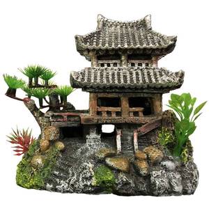 lot 8643 image: SLOCME Resin Castle Decorations, Multicolor Aquarium Sculpture - Eco-Friendly Fish Tank Castle Ornaments - Retail $17