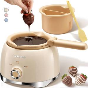 lot 8645 image: LUSHYUM Chocolate Melting Pot Candy Melts Melter with 2 Insert Pots and Spatula, 4 Cups Capacity Warmer Machine,  WARMER ONLY - Retail $38