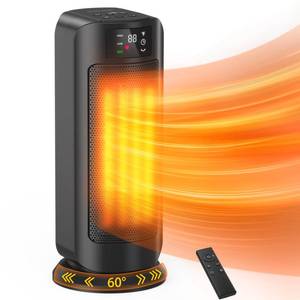 lot 8651 image: Space Heater, 1500W Space Heaters Efficient Heating with LED Display, 1-24H Timer, ECO, Multiple Protection, 60° Oscillating Portable Heater Quiet Heating for Garage Home Office Indoor Use - Retail $45