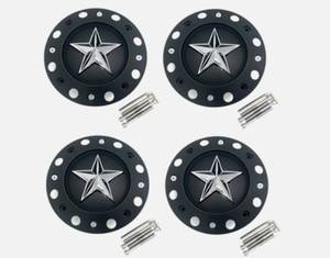 lot 8652 image: 4Pcs XD Series 775 Rockstar Wheel Tall Center Cap Matte Black wChrome Star 1000775
