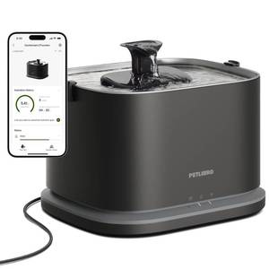 lot 8655 image: PETLIBRO Upgrade Cat Water Fountain Stainless Steel Tray, Dockstream 2 Cat Fountain Indoor, 3L101oz Auto Cat Fountains for Drinking, App Monitoring Pet Water Fountain Dog, 5G WiFi Cat Water Dispenser - Retail $66