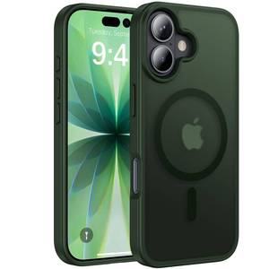 lot 8676 image: RIOBIO Magnetic for iPhone 17 Case Compatible with MagSafeTranslucent Matte Slim Military-Grade Shockproof Protective for iPhone 17 Phone Case, Green - Retail $15