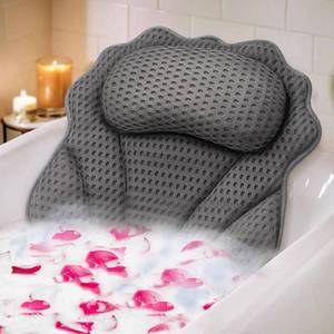 lot 8678 image: Bath Pillow RUVINCE Ergonomic Luxury Bathtub Pillow with Head,Neck, Shoulder and Back Support, 4D Bath Pillows for tub with 6 Powerful Suction Cups, Fits All Bathtub - Retail $40