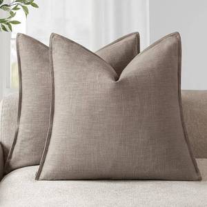 lot 8625 image: 22in Square Pillow Covers GreyBrown Set of 2