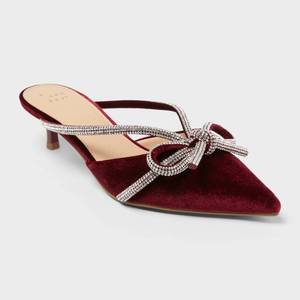lot 67551 image: Womens Gwen Rhinestone Bow Heels - A New Day Burgundy 11 - Retail $45