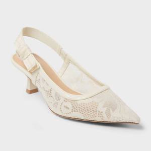 lot 67575 image: Womens Milan Slingback Pumps - A New Day Cream 8.5 Kitten Heel, Cushioned Insole, Slip-On - Retail $40