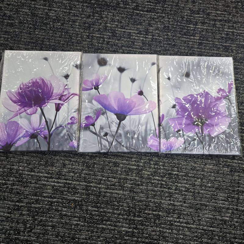 lot 199 image: Purple Poppies Canvas Wall Art Set