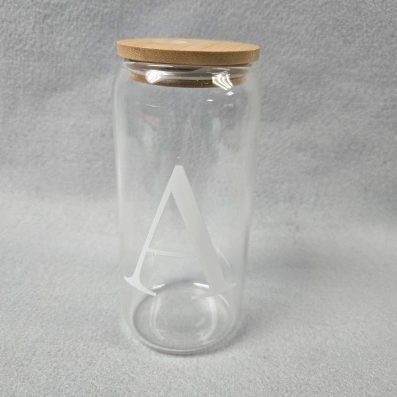 lot 159 image: Glass Drinking Jar with Bamboo Lid and Best Wishes Gift Box