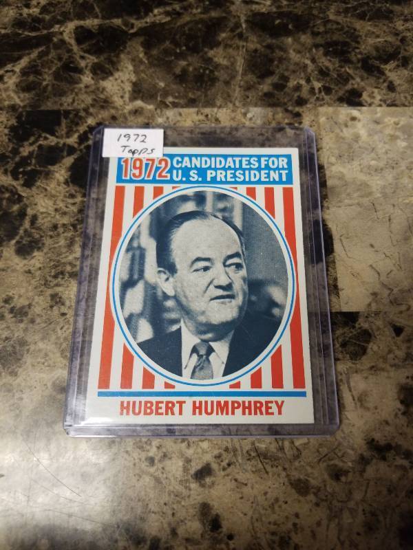 lot 1124 image: 1972 Topps Candidates for US President Hubert Humphrey Trading Card