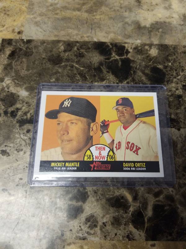lot 1218 image: 2007 Topps Heritage Mickey Mantle David Ortiz Baseball Card