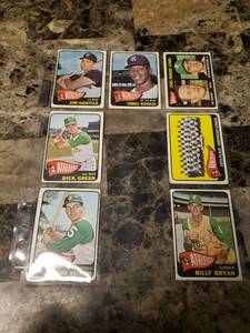 lot 306 image: 7pk 1965 Topps Kansas City Athletics Baseball Cards