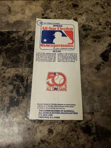 lot 310 image: 1979 Gillette Official All-Star Game Official Ballot Card