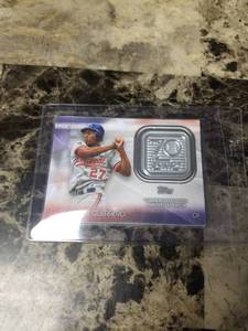 lot 344 image: 2021 Topps 70th Anniversary Logo Patch Vladimir Guerrero Montreal Expos Baseball Card