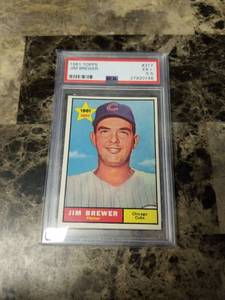 lot 348 image: 1961 Topps Jim Brewer Chicago Cubs Rookie Baseball Card