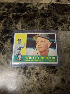lot 376 image: Whitey Herzog Kansas City Athletics Baseball Card