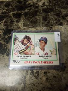 lot 390 image: 1978 O-Pee-Chee Batting Leaders Dave Parker Pittsburgh Pirates Rod Carew Minnesota Twins Baseball Card
