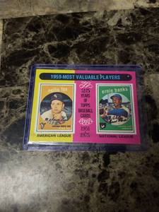 lot 395 image: 1975 Topps 1959 MVPs Nellie Fox Ernie Banks Baseball Card