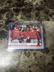 lot 423 image: 2019 Topps Veteran Combos Mike Trout Shohei Ohtani Los Angeles Angels Baseball Card