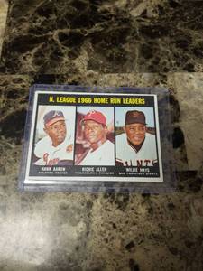 lot 449 image: 1967 Topps Home Run Leaders Hank Aaron Richie Allen Willie Mays Baseball Card