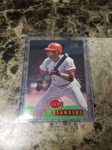 lot 463 image: 1995 Fleer Ultra Deion Sanders Cincinnati Reds Baseball Card