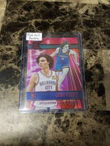 lot 481 image: 2022 Panini Chronicles Essentials Basketball Josh Giddey Oklahoma City Thunder Pink Foil Rookie Card