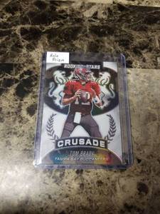 lot 482 image: 2020 Panini Rookies and Stars Football Holo Prizm Crusade Tom Brady Tampa Bay Buccaneers Card