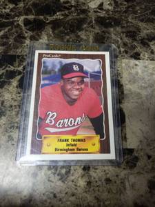 lot 485 image: 1990 ProCards Frank Thomas Birmingham Barons Rookie Baseball Card