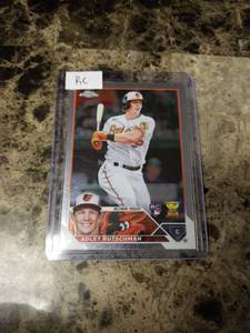 lot 487 image: 2023 Topps Chrome Adley Rutschman Baltimore Orioles Rookie Baseball Card