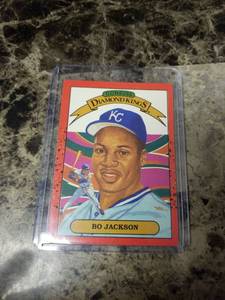 lot 503 image: 1989 Leaf Donruss Diamond Kings Bo Jackson Kansas City Royals Baseball Card
