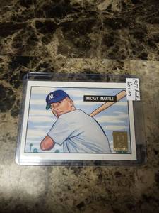 lot 504 image: 1996 Topps Bowman 1951 Rookie Version Mickey Mantle New York Yankees Baseball Card