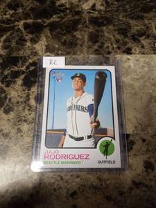 lot 513 image: 2022 Topps Heritage Julio Rodriguez Seattle Mariners Rookie Baseball Card